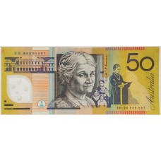 AUSTRALIA 1999 . FIFTY 50 DOLLARS BANKNOTE . EVANS/MacFARLANE . ERROR . BLEEDING INK